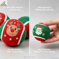 Lot de 3 balles de tennis en caoutchouc pour chien, durables, rebondissantes, jouet interactif d'entraînement pour chiens de petite et moyenne taille, cadeau de Noël, vente en gros OEM