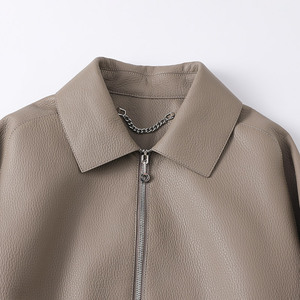 Veste en cuir <span class=keywords><strong>vintage</strong></span> de haute qualité pour <span class=keywords><strong>femme</strong></span>, coupe-vent, avec fermeture éclair, style motard, collection printemps-automne, vente en gros - Product Image 4
