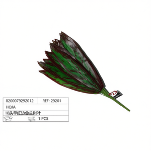 Artificial Bird Of Paradise Leaf 18 Head Red Edge Green Color For Home Decor - Product Image 3