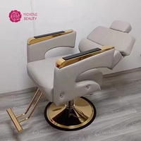 Fauteuil de Barbier Inclinable Yicheng à Vendre Pas Cher pour Salon de Coiffure Rose, Mobilier de Salon de Beauté Noir et Or Moderne (Lot de 2)