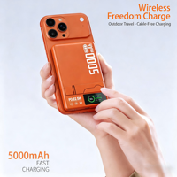 Cargador Portátil Inalámbrico Magnético Ultra Delgado de 5000mAh con Carga Rápida PD de 22.5W y Pantalla TFT para iPhone Serie 12-16