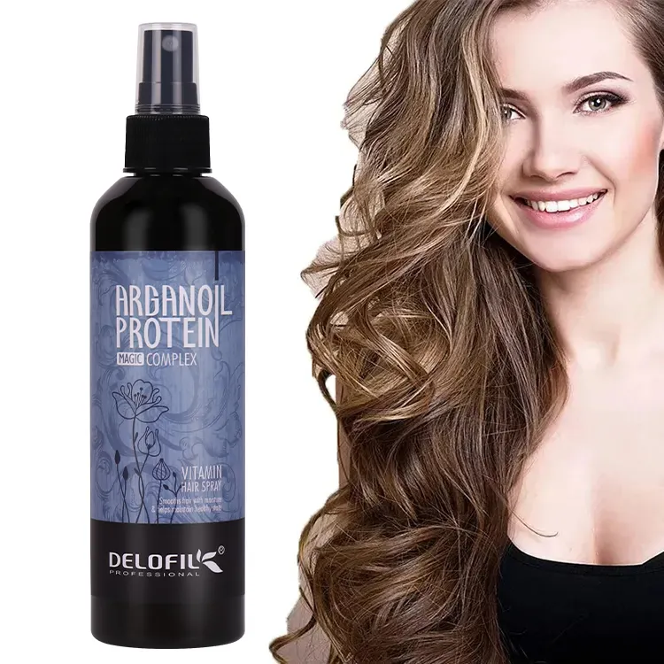 Delofil 260ml organik fas Argan yağı karşı ısı ProtectorSpray nemlendirici pürüzsüz sis saç bakımı tedavi sprey besler