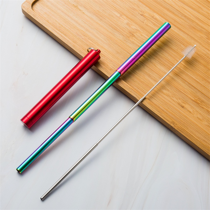 Red case+Rain bow straw