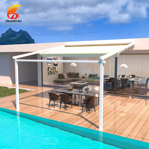 Auvent électrique pliable entièrement en aluminium avec éclairage LED, 10 niveaux de résistance au <span class=keywords><strong>vent</strong></span>, personnalisable pour les terrasses de villas - Product Image 4