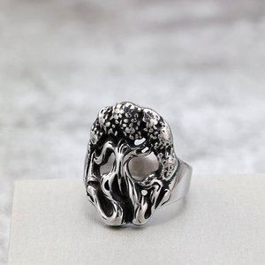 Bague pour homme en acier inoxydable, arbre de vie, creuse, style punk, bijoux hip hop - Product Image 2