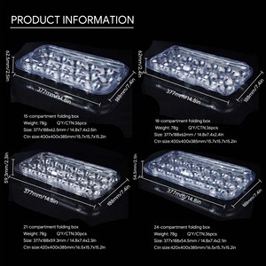 Caja de Plástico Transparente con Tapa Abatible de 15 Compartimentos para Envasado de Higos, Frutos Rojos y Uvas Frescas - Product Image 5