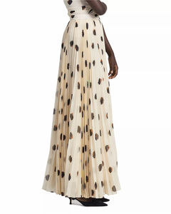 2024 Winter Custom Elegant High Waist Plus Size Polka Dot <strong>Pleated</strong> Chiffon <strong>Maxi</strong> <strong>Skirt</strong> for Women - Product Image 3