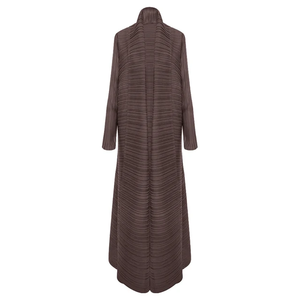 เสื้อคลุมอาบายะแบบเปิด Miyake สีพื้น แขนยาว จับจีบ คอตั้ง พร้อมเข็มขัด สำหรับผู้หญิง - Product Image 3