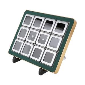 Juego de bandejas de piedras preciosas profesionales de 12 compartimentos Marco dorado con cajas de plata negra/brillante para joyeros y coleccionistas - Product Image 4