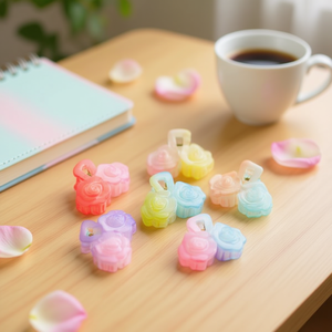 Fermaglio per capelli a forma di rosa bicolore sfumato da 8 cm per donne e ragazze, accessorio di moda - Product Image 2