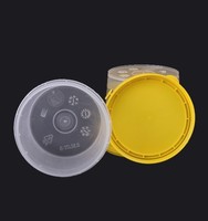 Seau à eau rond en plastique blanc transparent de qualité alimentaire, recyclable, écologique, 0,5 L, avec couvercle et poignée, finition mate