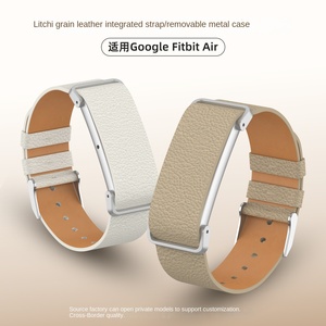 Bracelet de montre intelligente en cuir véritable texturé, bracelet de remplacement pour Fitbit Air, cadre en aluminium, boucle à ardillon - Product Image 4