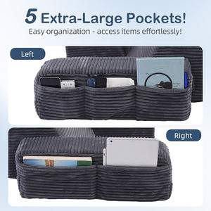 Coussin de lecture et de soutien dorsal <span class=keywords><strong>réglable</strong></span> avec dossier en mousse multi-densités zonée <span class=keywords><strong>pour</strong></span> un soutien ciblé, poches latérales, <span class=keywords><strong>pour</strong></span> <span class=keywords><strong>lit</strong></span> et chaise - Product Image 3