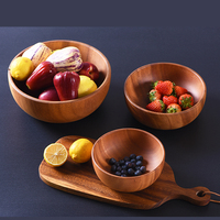 Saladier en céramique et bois d'acacia personnalisé Bol à fruits surdimensionné au design moderne pour les ustensiles de cuisine et la restauration pour le camping