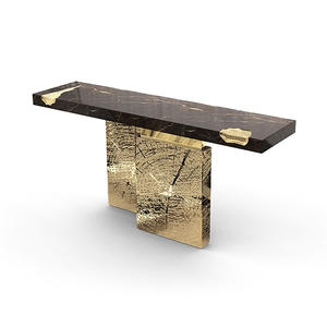 Table de console d'entrée de designer <span class=keywords><strong>portugais</strong></span> Bocadlobo avec <span class=keywords><strong>artisanat</strong></span> de gravure en métal, luxe léger sur mesure - Product Image 1