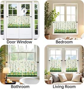 Juego <span class=keywords><strong>de</strong></span> Cortinas Cortas para Ventana con Diseño <span class=keywords><strong>de</strong></span> Trébol Verde del Día <span class=keywords><strong>de</strong></span> San Patricio, Monedas Doradas y Trébol Irlandés, 2 Piezas - Product Image 5