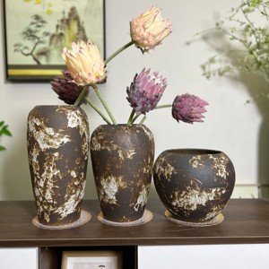 Vaso per Fiori in Ceramica Fatto a Mano, Stile Rustico Moderno Wabi-sabi, Decorazione per la Casa, Vaso da Terra in Porcellana e Terracotta per Coltivazione Idroponica - Product Image 5