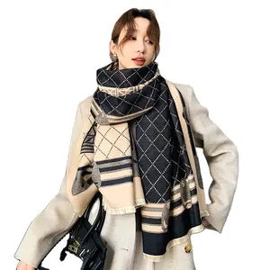 2022 Winter cotton scarf Latest Design Style High quality Shawl Scarf Women Thick Winter Cashmere Scarves