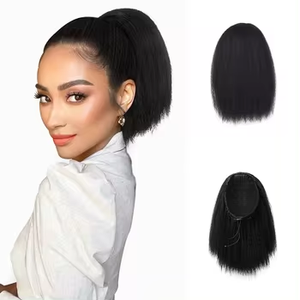 Synthétique Afro Puff Cordon Creux Queue De Cheval Extension pour Femmes Noires Court Afro Curly Clip On Kinky Cordon <span class=keywords><strong>Chignon</strong></span> - Product Image 1