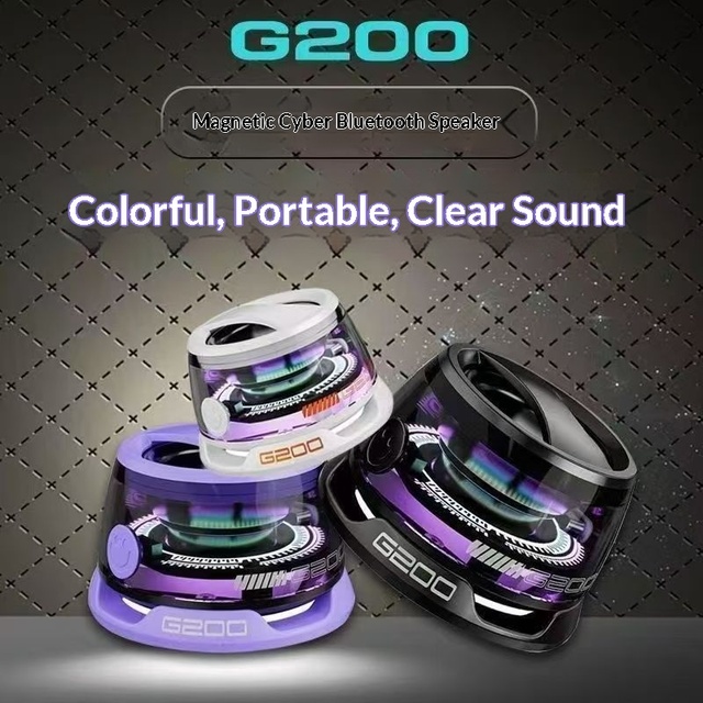 G200 Mini Portable  Speaker 5.0, Magnetic Waterproof Outdoor Speaker with Built-in Mic & Ambient Light