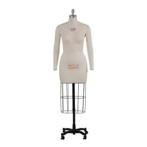 CN Size Standard Female Mannequin Half Body with Cage Evening Dress Form With Collapsible Shoulders and Movable Base