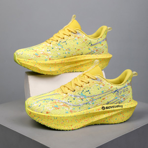 Zapatillas Deportivas Transpirables para Hombre, Color Verde Menta con Diseño de Salpicaduras de Pintura, Suela Gruesa con Amortiguación, Calzado Deportivo Moderno - Product Image 3