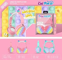Casque audio sans fil 2026 CT-950 en silicone avec oreilles de chat, jouet anti-stress à bulles, mignon pour enfants avec micro