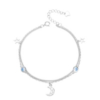 Bracelet à breloques mini étoiles colorées en argent sterling 925, bijoux mignons pour filles