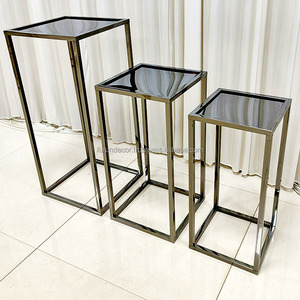 ชุดโต๊ะขนมหวานสี่เหลี่ยมสีดำเงาสแตนเลส 3 ชิ้น รุ่นขายดีมาใหม่ พร้อมขาตั้งดอกไม้สำหรับงานแต่งงาน - Product Image 6