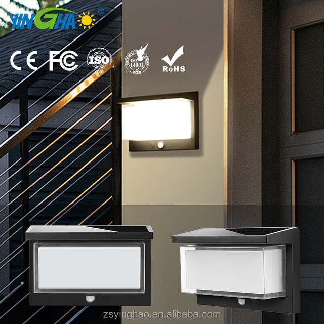 Home Outdoor Wall Mounted Motion Sensor Solar Wall Light IP65 Waterproof Landscape Garden Led Solar Sensor Wall Light