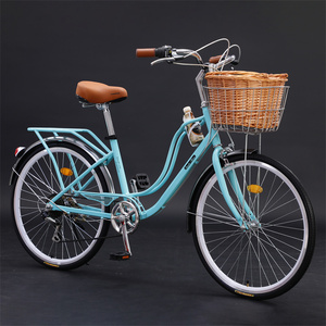 Vélo de ville classique rétro à vitesse unique pour femmes <span class=keywords><strong>26</strong></span>-28 <span class=keywords><strong>pouces</strong></span> fourche en aluminium et acier 7 vitesses Style populaire vente directe d'usine - Product Image 6