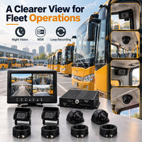 Système de caméra MDVR 4/8 canaux pour flotte de camions et bus, DVR mobile 4G WiFi GPS avec moniteur 7/9/10,1 pouces, caméras de vision nocturne IP68