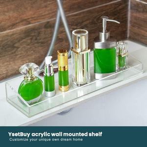 Estantes <span class=keywords><strong>de</strong></span> exhibición <span class=keywords><strong>de</strong></span> pared flotante <span class=keywords><strong>de</strong></span> acrílico, paquete <span class=keywords><strong>de</strong></span> 4 estantes <span class=keywords><strong>de</strong></span> baño transparentes, montado en la pared, sin perforación, estante <span class=keywords><strong>de</strong></span> almacenamiento transparente grueso - Product Image 3