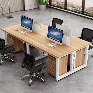 Hot Sale White Executive Office <b>Desk</b> <b>Simple</b> Modern Wood Upper Extendable Commercial Office Furniture 2/4/6 People Staff Table - Product Image 1