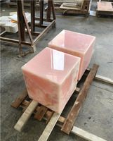 Table basse moderne en onyx rose, pierre naturelle polie, marbre, meuble de luxe pour salon