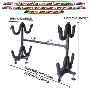 Support de rangement mobile double face à 2 niveaux pour kayaks et SUP, avec roulettes de 4 pouces, capacité de charge de 200 kg, en acier robuste pour intérieur et extérieur - Product Image 3