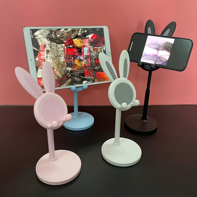 Hot Selling Cute Bunny Telescopic Desktop Stand Folding Desktop Phone Holder for Live Stream Height Adjust Cellphone Holder