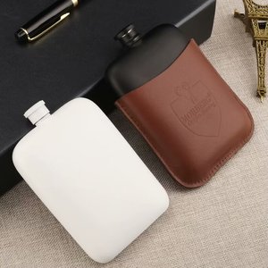 Fiaschetta in Acciaio Inox Titanio di Alta Qualità 6oz, Design Quadrato Mini, Colore e Logo Personalizzabili, Regalo Minimalista per Uomo, Campeggio - Product Image 3