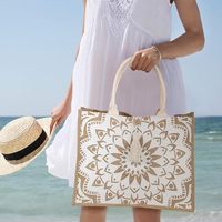Grand sac de plage Sac fourre-tout en toile de jute Sac fourre-tout en jute Sacs à main fourre-tout réutilisables pour mère Enseignante Mariage Shopping Voyage Gym