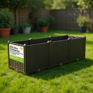 SOGA Fioriera Profonda 120cm in Plastica con Gambe per Ortaggi Erbe Fiori, Letto da Giardino Rialzato per Esterni - Product Image 2