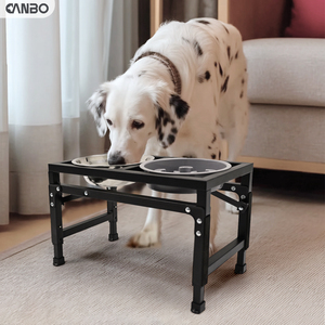 CanboPet mangkuk anjing Stainless Steel, Tempat makan anjing 2-In-1 <span class=keywords><strong>3</strong></span> tinggi dapat disesuaikan - Product Image 1