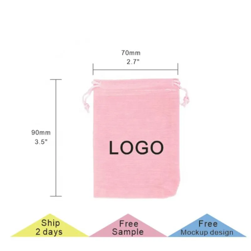 Bolsa de camurça para joias, bolsa de veludo com logotipo impresso