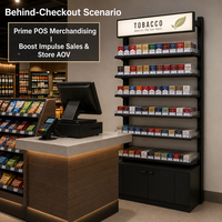 Étagère de présentation de tabac pour supermarché, 2200 mm de hauteur, vitrine à cigarettes, cadre en acier, étagères réglables, sur mesure
