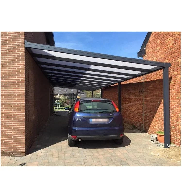 DIY Carport Modern taşınabilir açık alüminyum yapısı katlanır araba garaj gölgeliği Metal Pvc kaplı sürgülü kapı sistemi