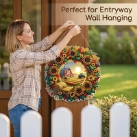 Décoration Suspendue DIY pour la Fête de Thanksgiving : Couronne de Ferme Tournesol en Peinture Diamant, Artisanat Artistique de Forme Spéciale