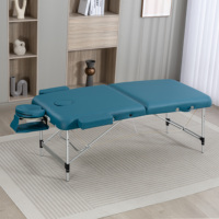 Table de massage pliable portable avancée avec cadre en aluminium, matériau PU, dossier réglable en hauteur, éponge haute densité, personnalisable