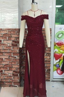 Robe de Soirée Sirène Dorée à Paillettes pour Femme, Robe de Bal Scintillante Épaule Dénudée Formelle pour Saisons Estivales, Robe Longue