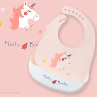 Bavoir bébé en silicone personnalisable, imperméable et réglable, doux et jetable, avec large poche de récupération des aliments