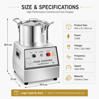 Hachoir Électrique Entièrement Automatique en Acier Inoxydable COOKAID, Broyeur à Viande 5L, Hachoir à Ail Multifonctionnel Commercial 750W