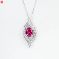 Kalung Perak Sterling 925 dengan Rantai dan Batu Zamrud Buatan Laboratorium untuk Pernikahan, Ulang Tahun, & Pesta